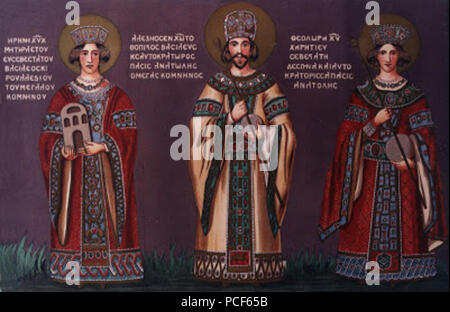 37 Alexis III de Trébizonde entre sa mère et sa femme Banque D'Images
