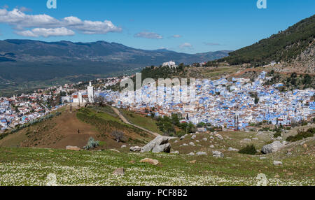 Vue sur Chefchaouen Chaouen, montagnes, récifs, Tangier-Tétouan, Maroc, Afrique Banque D'Images