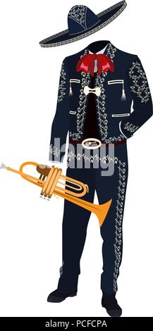 Musicien trompette Mariachi avec vector illustration Illustration de Vecteur