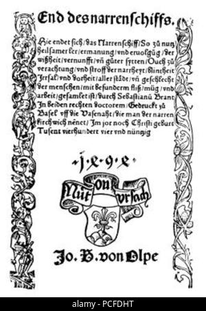 81 Bergmann, Johann - druckermarke, narrenschiff Banque D'Images