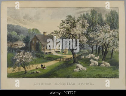 99 Brooklyn Museum - American Homestead Printemps - Currier Ives Banque D'Images