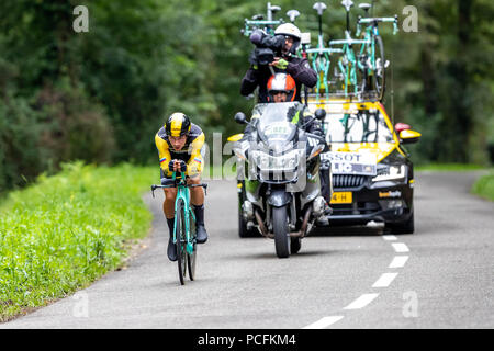 28 juillet 2018 - Saint-PéSur-Nivelle-E, France - magnifique performance de la cycliste slovène Primoz Roglic équipe d'LottoNL-Jumbo bien qu'il ne pouvait pas garder sa 3e place après le contre-la-montre.stade 20 du Tour de France à vélo. La randonnée pour les particuliers 31km entre la Bastide-clairence et piment d'Espelette. Credit : Javier Martinez/SOPA Images/ZUMA/Alamy Fil Live News Banque D'Images