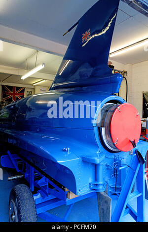 North Shields, au Royaume-Uni. 1er août 2018. Donald Campbell Bluebird K7 hydroplane bateau reconstruit à North Shields Crédit : Wilf Doyle/Alamy Live News Banque D'Images