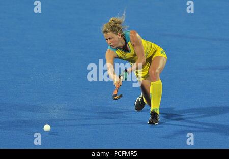 Stratford, London, UK. 1er août 2018. Maddy Fitzpatrick (AUS). L'Australie V Argentine. Match 30. Quart de finale. Womens Hockey World Cup 2018. Lee Valley hockey centre. Queen Elizabeth Olympic Park. Stratford. Londres. UK. 01/08/2018. Credit : Sport en images/Alamy Live News Banque D'Images