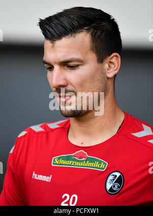 Freiburg, Allemagne. 09Th Aug 2018. Jerome Gondorf du SC Freiburg sur le terrain. Crédit : Patrick Seeger/dpa/Alamy Live News Banque D'Images