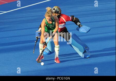 Chloe Watkins (IRL) lors de son tir de pénalité. Irlande V L'Inde. Match 32. Quart de finale. Womens Hockey World Cup 2018. Lee Valley hockey centre. Queen Elizabeth Olympic Park. Stratford. Londres. UK. 02/08/2018. Banque D'Images