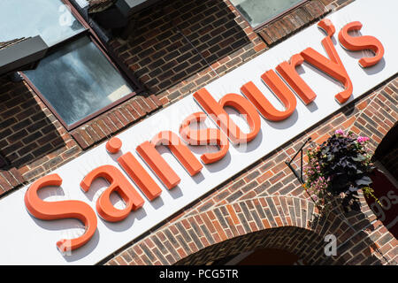 Supermarché Sainsbury's sign, High Street, la boutique sign shop/ Banque D'Images