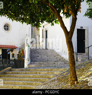 Lisbonne. Escalier dans l'Alfama. Banque D'Images