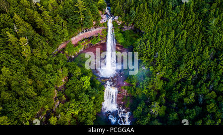 Kaaterskill Falls, Spruce Creek, montagnes Catskill entre les hameaux de Haines Falls et de Palenville dans le comté de Greene, New York, USA Banque D'Images