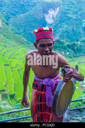 Portrait d'un homme de la minorité Ifugao à Banaue aux Philippines Banque D'Images