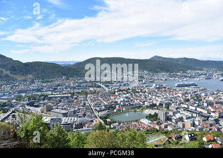 Avis de Bergen,Norvège du Mt. Floyen. Juillet, 2018 Banque D'Images