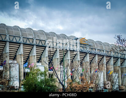 Madrid, Espagne, Février 2010 : extérieur du Santiago Bernabeu à Madrid, l'accueil de l'équipe de football du Real Madrid Banque D'Images