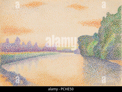 Albert Dubois-Pillet les banques sur la Marne, à l'aube. Banque D'Images