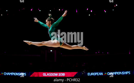 Ireland's Meaghan Smith sur le faisceau lors de la première journée de l'Europe 2018 à la SSE Hydro, Glasgow. Banque D'Images