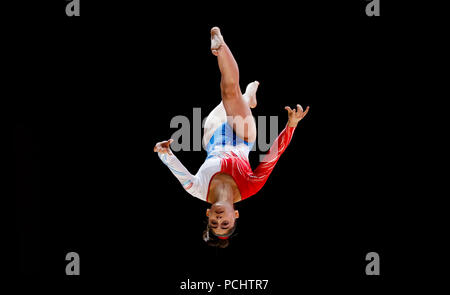 Luxembourg's Aurelie Keller au cours de la première journée du championnat d'Europe 2018 à la SSE Hydro, Glasgow. Banque D'Images