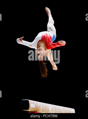 Luxembourg's Aurelie Keller au cours de la première journée du championnat d'Europe 2018 à la SSE Hydro, Glasgow. Banque D'Images