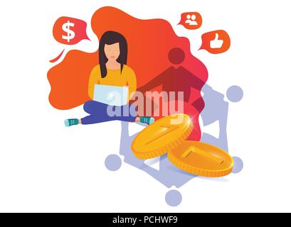 Illustration vecteur de démarrage de Crowdfunding. Grand comme le démarrage ou Crowdfunding new business development conférence ou réunion affiche ou modèle de ticket. Espace de coworking rapport banner mock-up. Illustration de Vecteur