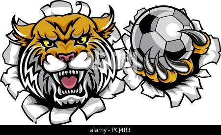 Wildcat Holding Soccer Ball briser Background Illustration de Vecteur