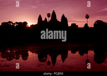 Ankor Wat au coucher du soleil. Red Banque D'Images