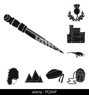 L'Ecosse Pays icônes noires dans set collection pour la conception. Tourisme, culture et tradition symbole vecteur illustration de stock. Illustration de Vecteur