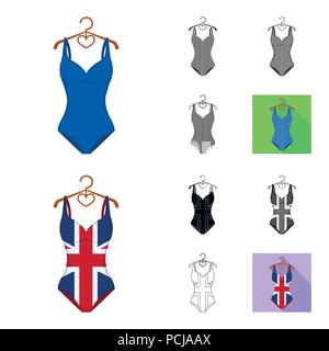 Différents types de maillots cartoon,Black,télévision,contour,monochrome set icônes de collection pour la conception. Accessoires de natation symbole vecteur stock illus Illustration de Vecteur