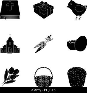 Attributs attribut,,panier,bell,appartenant,bible,Black,fort,papillon,gâteau, bougie chandelier,carotte,fête,poulet,chocolat,christianisme,église,collection,,croix,sur,design,dessin,oeufs,pâques,famille,animation,flower,fun,cadeau,maison de vacances,illustration,isolé,etiquette,logo,museau,tendance,lapin,religion,religieux,,résurrection,set,signer,dimanche,tradition,symbole,tulip,web,vecteur vecteurs vecteur , Illustration de Vecteur