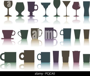 Vector set de Tasses, tasses et verres Illustration de Vecteur