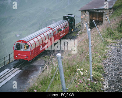 Brienzer Rothorn - 29.07.2018 vieux stream train arrivant sur le Brienzer Rothorn dans les Alpes suisses Banque D'Images