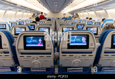 Hong Kong, Hong Kong SAR, Chine.26 juin 2018.à bord de l'avion A330-300 Cathay Pacific. L'Aéroport International de Hong Kong à Sydney Kingsford Smith Airp Banque D'Images