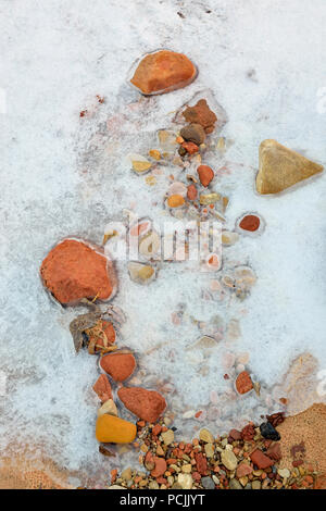 Formations de glace le long de la rivière Pine, Zion National Park, Utah, USA Banque D'Images