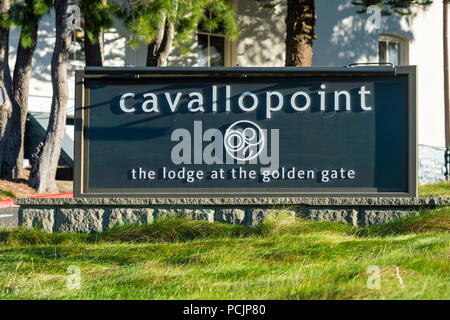 Cavallo Point Lodge au Golden Gate Bridge dans l'aire de loisirs nationale du Golden Gate à San Francisco. Banque D'Images