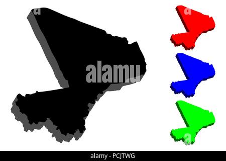 3D de la carte du Mali (République du Mali) - noir, rouge, bleu et vert - vector illustration Illustration de Vecteur