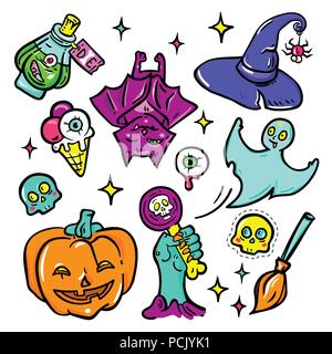Symboles d'Halloween - vector set autocollants isolés Illustration de Vecteur