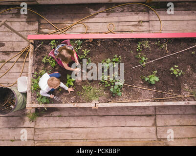 Les enfants des émissions de jardinage Banque D'Images