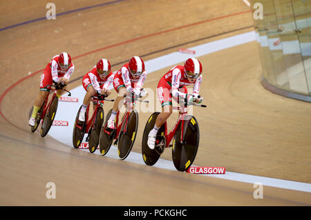 Biélorussie Femmes Poursuite par équipe dirigée par Anastasiya Dzedzikava en qualifications au cours de la première journée du championnat d'Europe 2018 au vélodrome Sir Chris Hoy, Glasgow. ASSOCIATION DE PRESSE Photo. Photo date : Jeudi 2 août 2018. Voir l'activité de l'histoire du sport. Crédit photo doit se lire : John Walton/PA Wire. RESTRICTIONS : usage éditorial uniquement, pas d'utilisation commerciale sans l'permissionduring le premier jour du championnat d'Europe 2018 au vélodrome Sir Chris Hoy, Glasgow. ASSOCIATION DE PRESSE Photo. Photo date : Jeudi 2 août 2018. Voir l'activité de l'histoire du sport. Crédit photo doit se lire : John Walton/P Banque D'Images