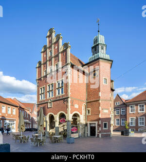 Hôtel de ville historique de la ville de Meppen, gable, épaulement du Münsterland, Meppen Emsland, Basse-Saxe, Allemagne Banque D'Images