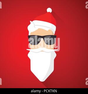 Hipster avec Père Noël barbe cool et lunettes. Joyeux Noël La conception de cartes. Vector EPS 10 Illustration de Vecteur