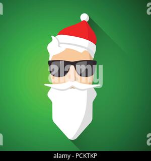 Hipster avec Père Noël barbe cool et lunettes. Joyeux Noël La conception de cartes. Vector EPS 10 Illustration de Vecteur