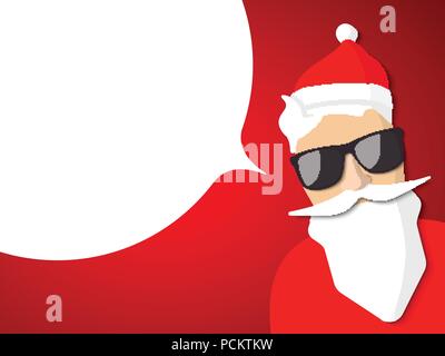 Hipster avec Père Noël barbe cool et lunettes. Joyeux Noël La conception de cartes. Vector EPS 10 Illustration de Vecteur