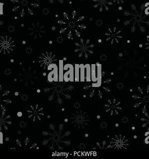 Flocons de neige modèle transparente. Chutes de neige fond. Symbole hiver vacances, Joyeux Noël, Bonne Année célébration Vector illustration Illustration de Vecteur