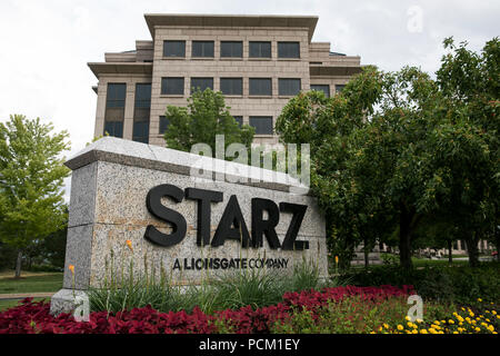 Un logo affiche à l'extérieur du siège de la télévision par câble Starz réseau d'Englewood, Colorado, le 22 juillet 2018. Banque D'Images