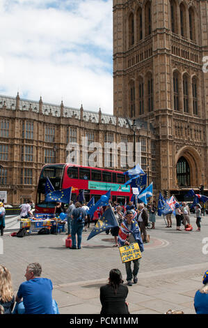 Anti-Brexit manifestants devant le Parlement à Londres Banque D'Images