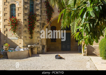 L'Abu Ghosh's église bénédictine de la résurrection situé à à ce qui est réputé pour être l'ancienne ville d'Emmaüs Bible Banque D'Images