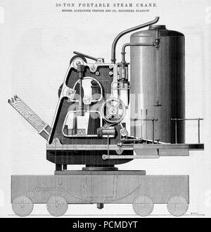 Alexander Chaplin & Co 30 tonnes, grue à vapeur portable 1868 (1). Banque D'Images