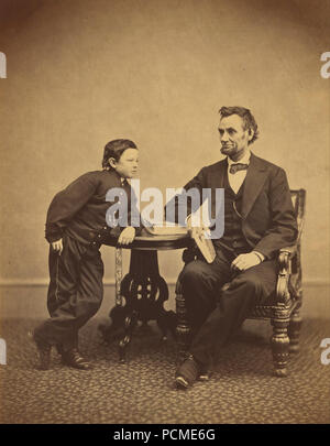 Alexander Gardner (Américain, né en Écosse - (Abraham Lincoln et son second fils Thomas (TAD)) - Banque D'Images