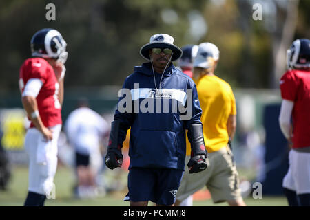 01 août 2018, Irvine, CA.Los Angeles Rams coach Eric Yarber Los Angeles Rams Camp d'entraînement à l'UC Irvine Campus à Irvine, CA le 01 août 2018. Jevone Moore Banque D'Images