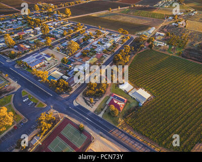 Vue aérienne de Monash - petite ville du sud de l'Australie Banque D'Images