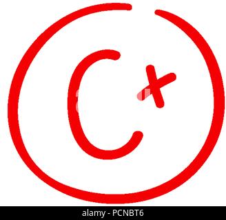 C plus classe Résultats d'examen dernière marque rouge Illustration de Vecteur