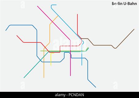 Métro de couleur carte vectorielle de Berlin, Allemagne. Illustration de Vecteur