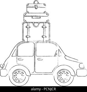 Voiture avec pile sacs valises Illustration de Vecteur